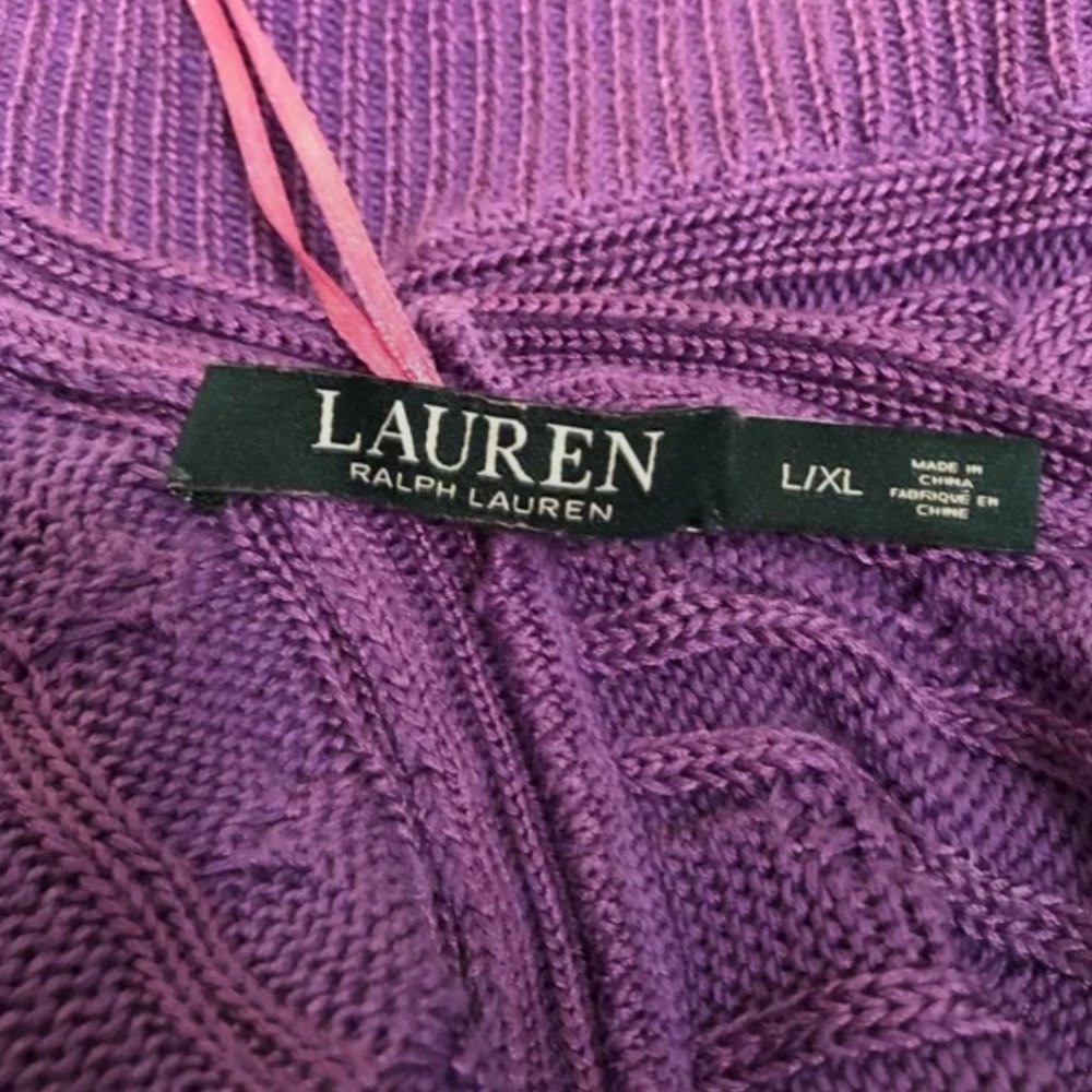 Lauren Ralph Lauren Cable-Knit Poncho size L XL Like New - Picture 6 of 8